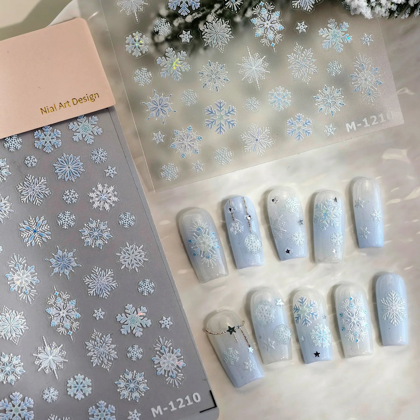 Holographic Snowflake Nail Stickers - Winter Christmas Holiday Decals M1210