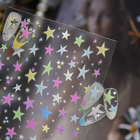 Holographic Star Nail Stickers | Iridescent Decals for DIY Trendy Nail Art