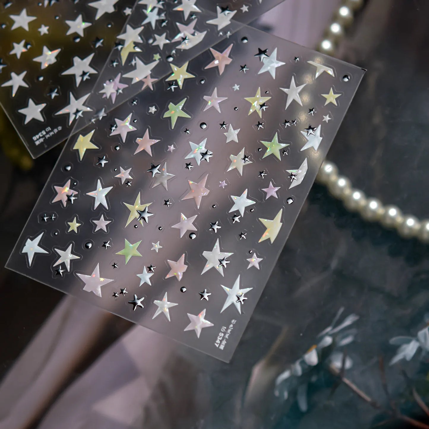Holographic Star Nail Stickers | Iridescent Decals for DIY Trendy Nail Art