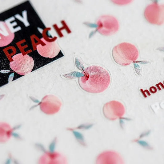 Honey Peach Nail Art Stickers Summer Fruit Adhesive Sticker Decals TS502
