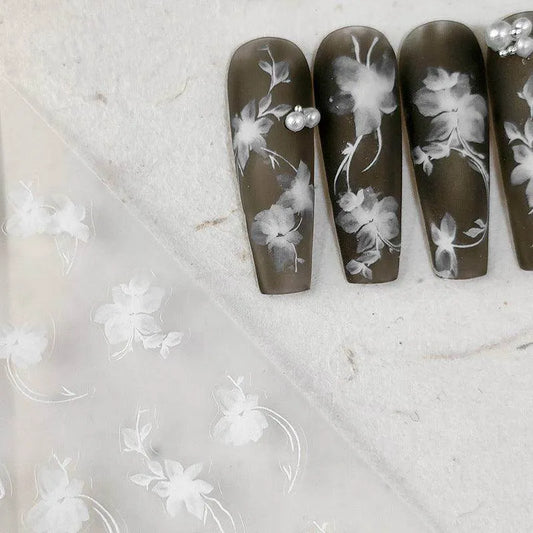 Ink Paint Floral Nail Art Stickers Adhesive Slider Leaf Vine Sticker Decals TS3140