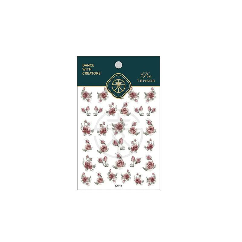 Red Nail Art Stickers Adhesive Slider Flowers Sticker Decals KX144