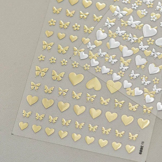 Laser Love Nail Art Stickers Adhesive Embossed Shiny Heart Sticker Decals for Valentine's Day