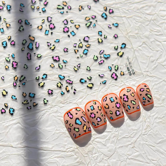 Leopard Print Nail Art Stickers Colorful Leopard Adhesive Sticker Decals