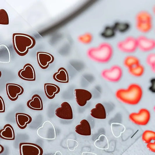 Love Heart Design Nail Art Stickers Adhesive Embossed Heart Sticker Decals