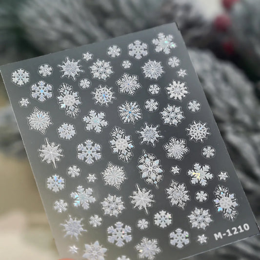 Holographic Snowflake Nail Stickers - Winter Christmas Holiday Decals M1210