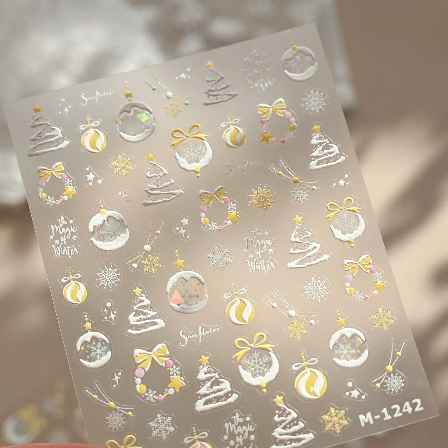 Christmas Snowflake Bow Nail Art Stickers M1238