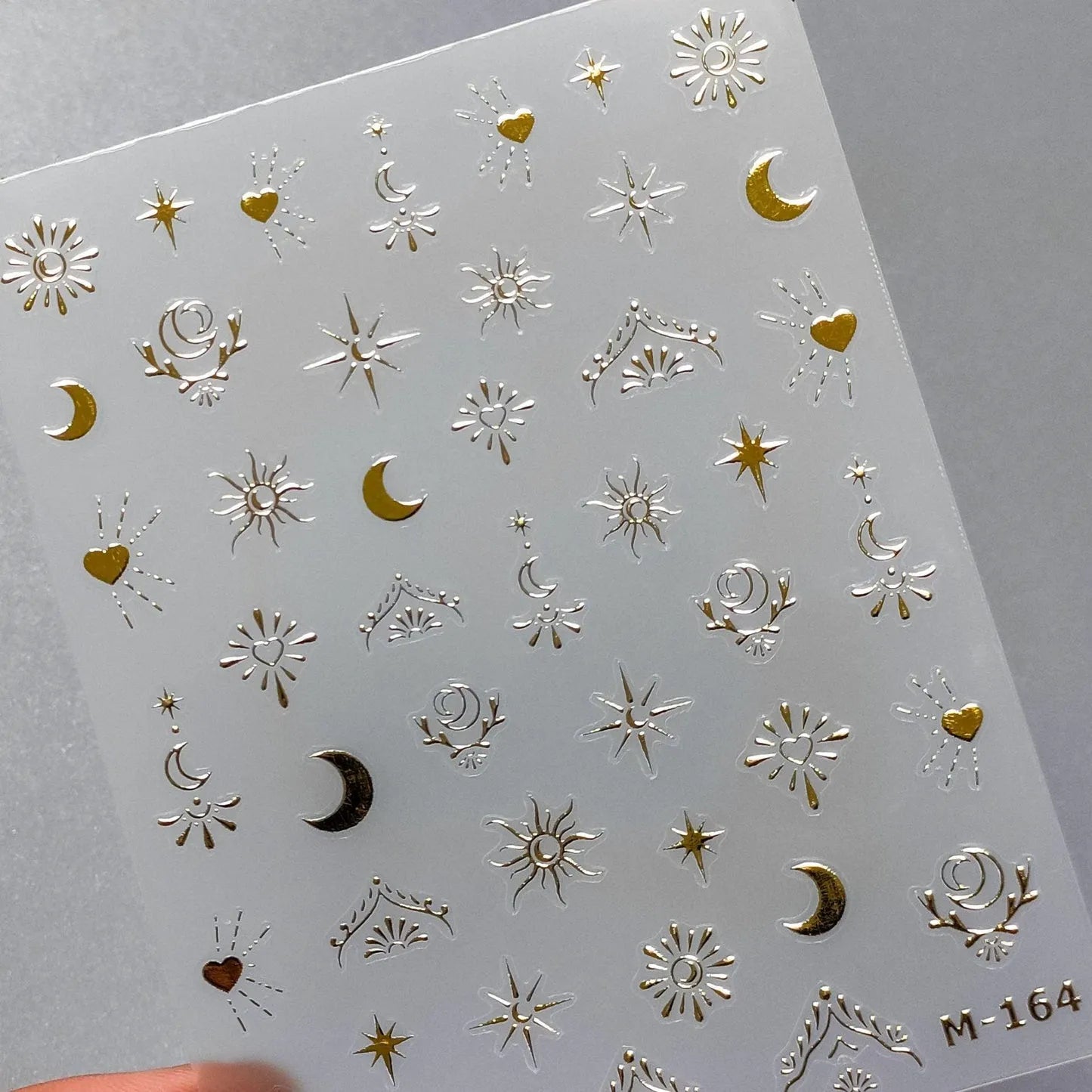 Nail Art Stickers Adhesive Slider Gold Silver Moon Shape Metal Sticker Decals M164 gold