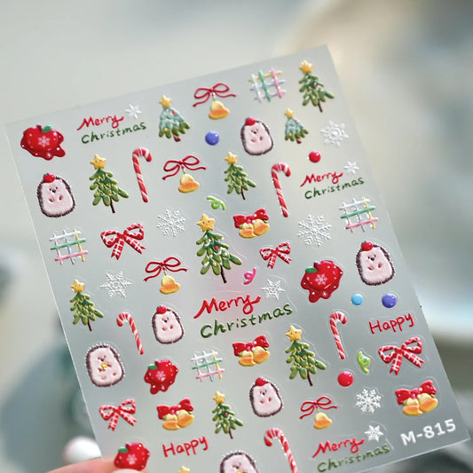 Cute Christmas Trees & Candy Canes Nail Stickers M815