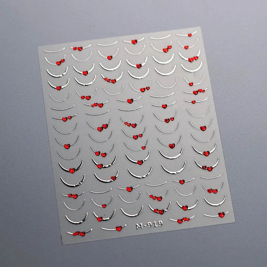 Metal Silver Nail Art Stickers French Lines Nail Art Adhesive Sticker Decals M919