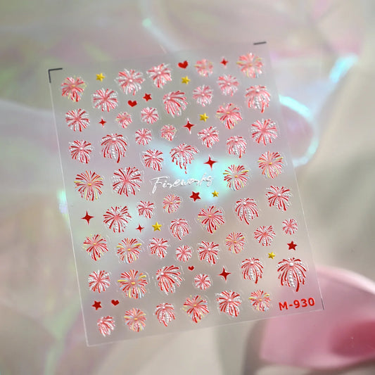 3D Fireworks Nail Stickers - New Year's Eve & Celebration Party Nail Art Decals M930
