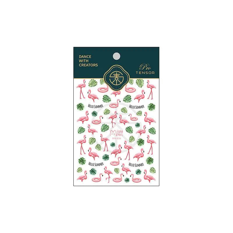 Summer Nail Art Stickers Adhesive Slider Tropical Plants Flamingo Sticker Decals MN056