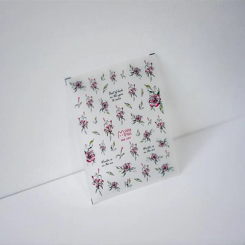 Floral Nail Art Stickers Adhesive Slider Flower Leaf Sticker Decals MN184