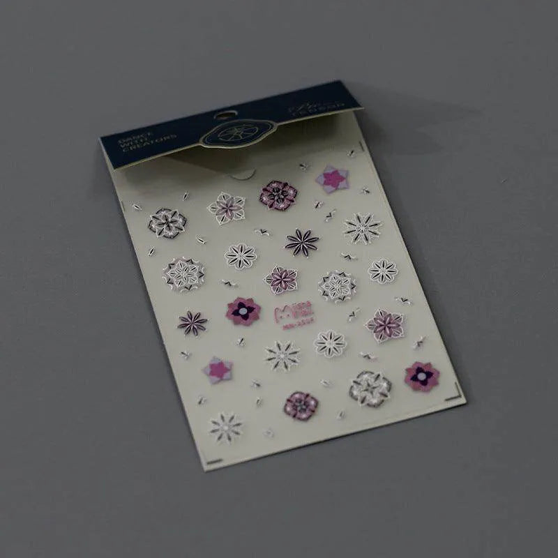 Bohemia Style Nail Art Stickers Adhesive Sliders Floral Pattern Embossed Sticker Decals MN251F