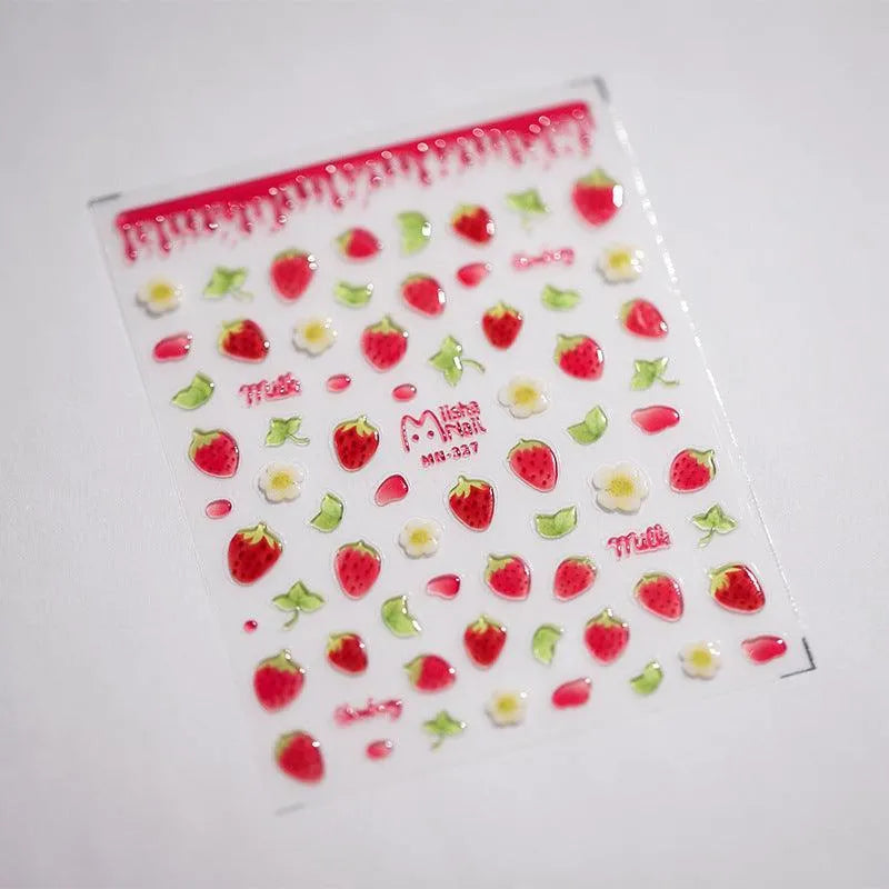 Jelly Strawberry Nail Art Stickers Adhesive Sticker Decals MN327
