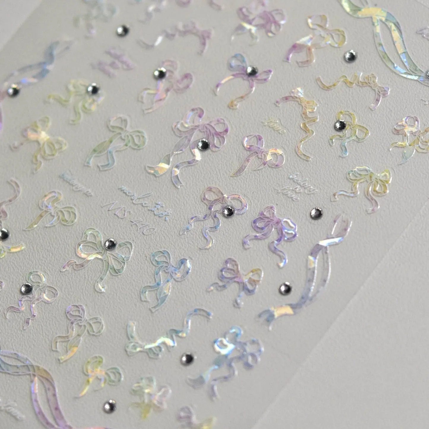 Bow Lace Peals Nail Art Stickers Colorful Bows Tie Adhesive Embossed Sticker Decals MS410