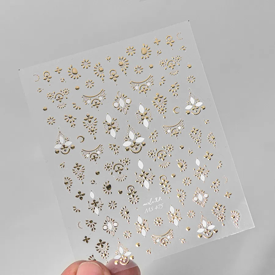 5D Gold White Totem Embossed Nail Stickers MS475