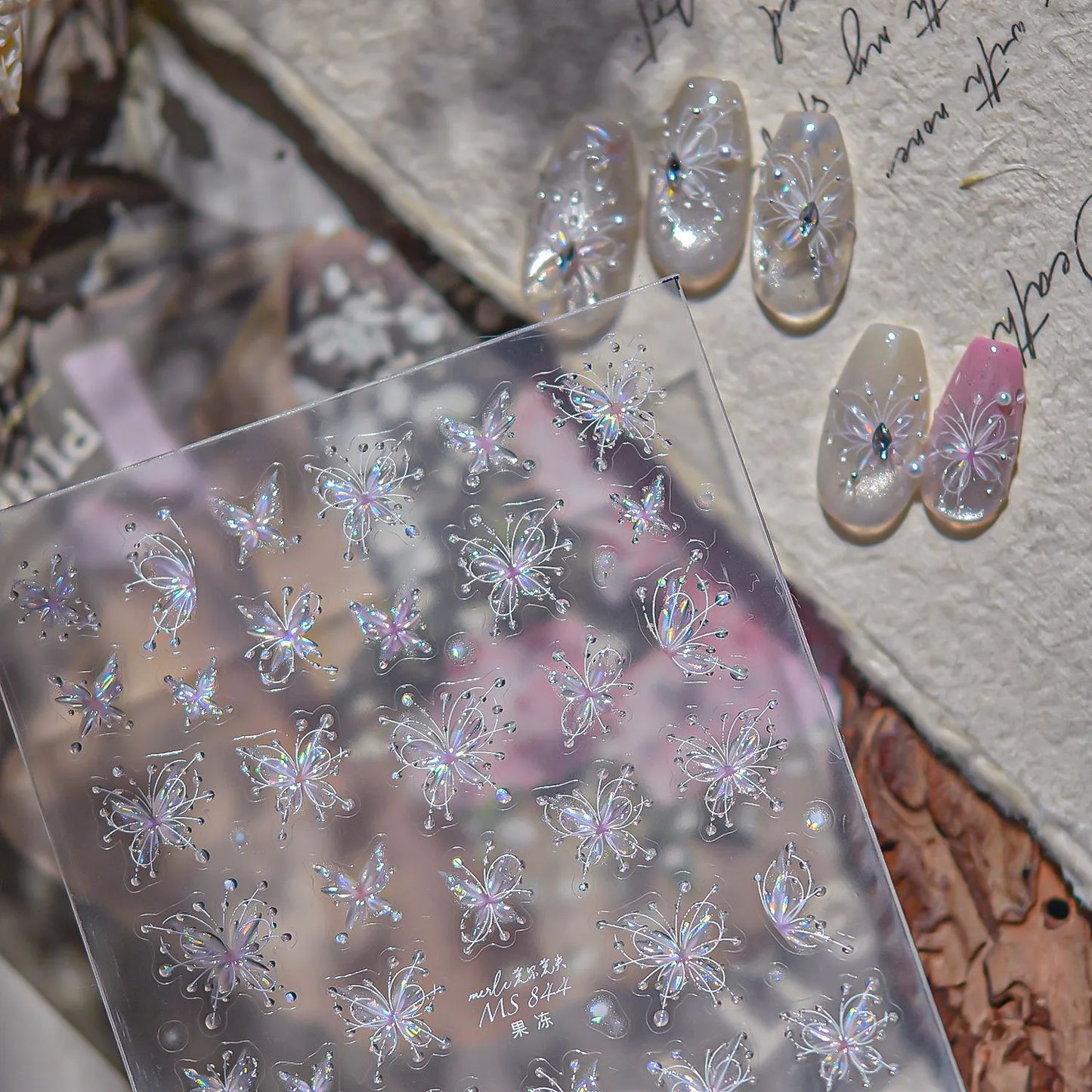 3D Holographic Butterfly Nail Stickers | Fairy Aurora Y2K Nail Art Decals 844