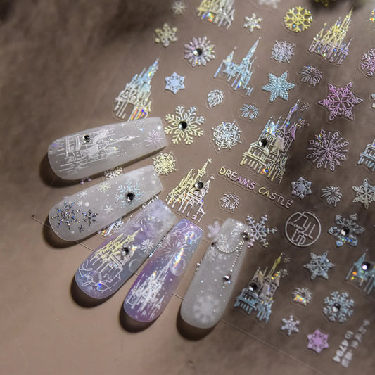 Magical Castle & Snowflake Holographic 3D Nail Stickers to4793