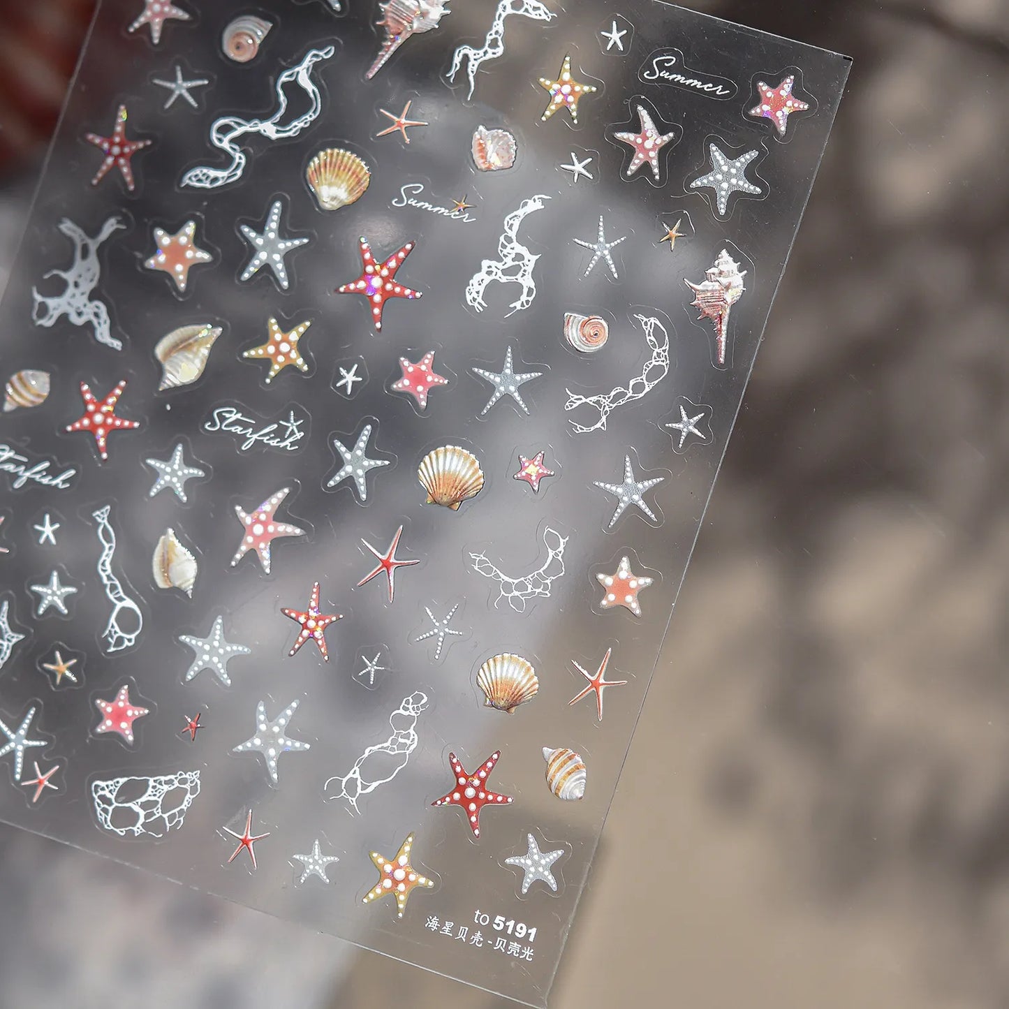 Mermaidcore Ocean Life 5D Embossed Nail Stickers