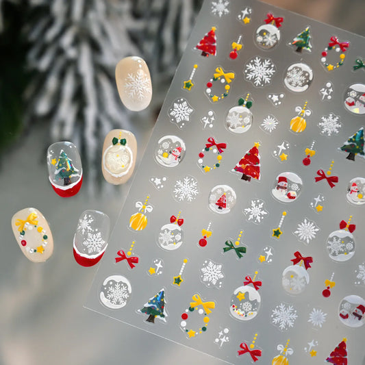 Merry Christmas Nail Stickers - Winter Snowflake Wonderland Jelly Decals