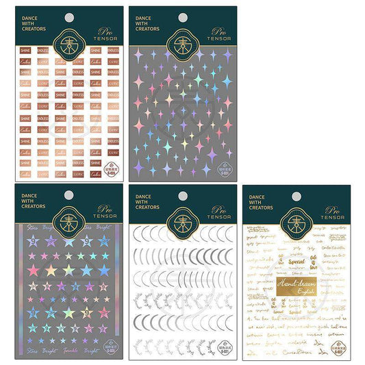 Metal Gold French Lines Nail Art Stickers Adhesive Silver Star 3D Sticker Decals G021 - Nail MAD