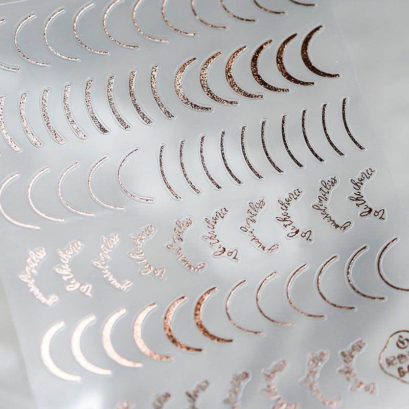 Metal Gold French Lines Nail Art Stickers Adhesive Silver Star 3D Sticker Decals G021 - Nail MAD