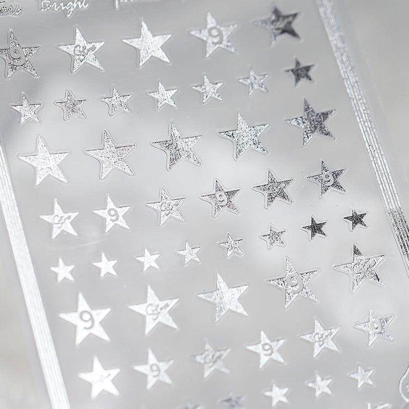 Metal Gold French Lines Nail Art Stickers Adhesive Silver Star 3D Sticker Decals G021 - Nail MAD