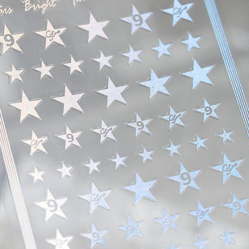 Metal Gold French Lines Nail Art Stickers Adhesive Silver Star 3D Sticker Decals G021 - Nail MAD