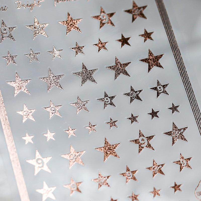 Metal Gold French Lines Nail Art Stickers Adhesive Silver Star 3D Sticker Decals G021 - Nail MAD