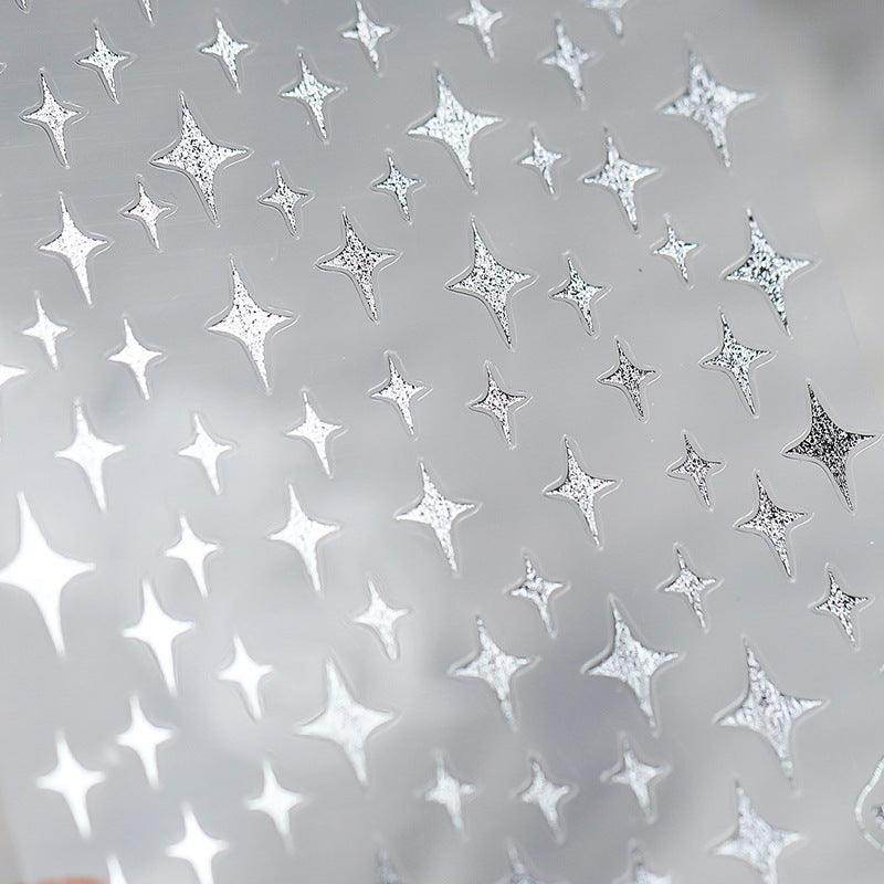 Metal Gold French Lines Nail Art Stickers Adhesive Silver Star 3D Sticker Decals G021 - Nail MAD