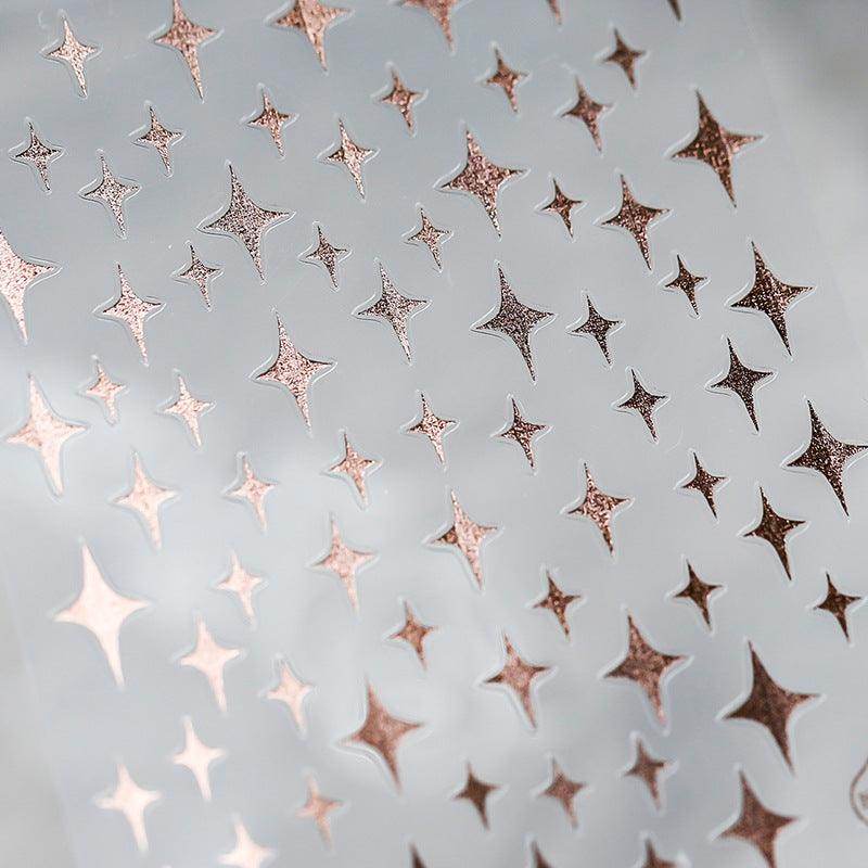 Metal Gold French Lines Nail Art Stickers Adhesive Silver Star 3D Sticker Decals G021 - Nail MAD