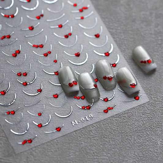 Metal Silver Nail Art Stickers French Lines Nail Art Adhesive Sticker Decals