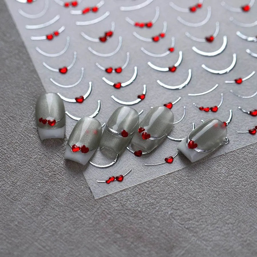 Metal Silver Nail Art Stickers French Lines Nail Art Adhesive Sticker Decals