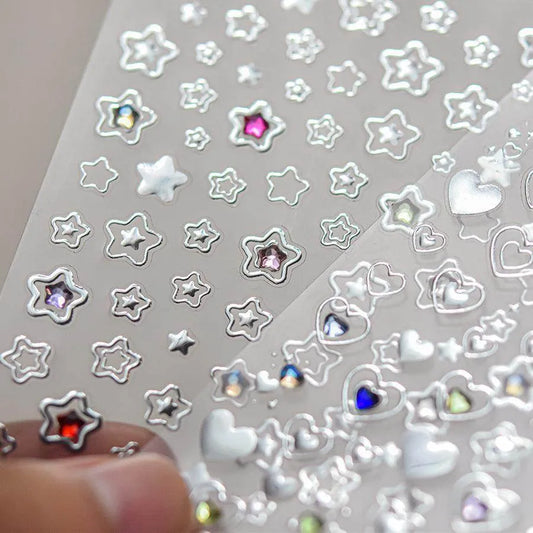 Metal Star Nail Art Stickers Adhesive Embossed Love Star Sticker Decals to4357