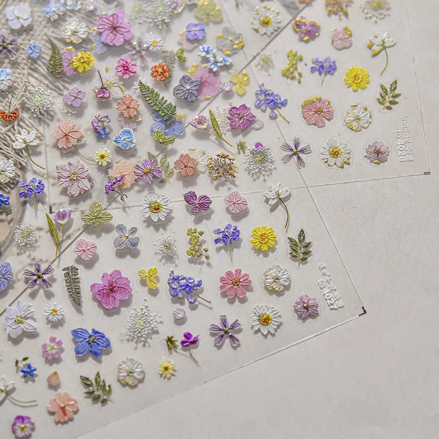 Mini Dried Flower Nail Stickers Wild Pressed Flower Sticker Decals to4026