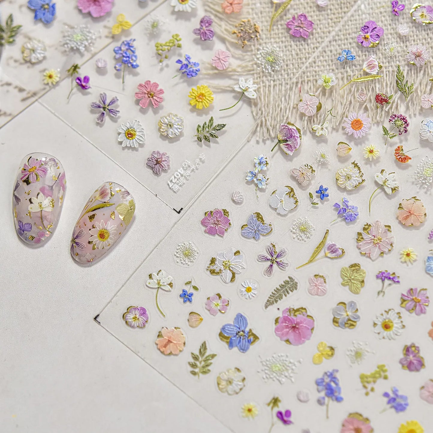 Mini Dried Flower Nail Stickers Wild Pressed Flower Sticker Decals to4026