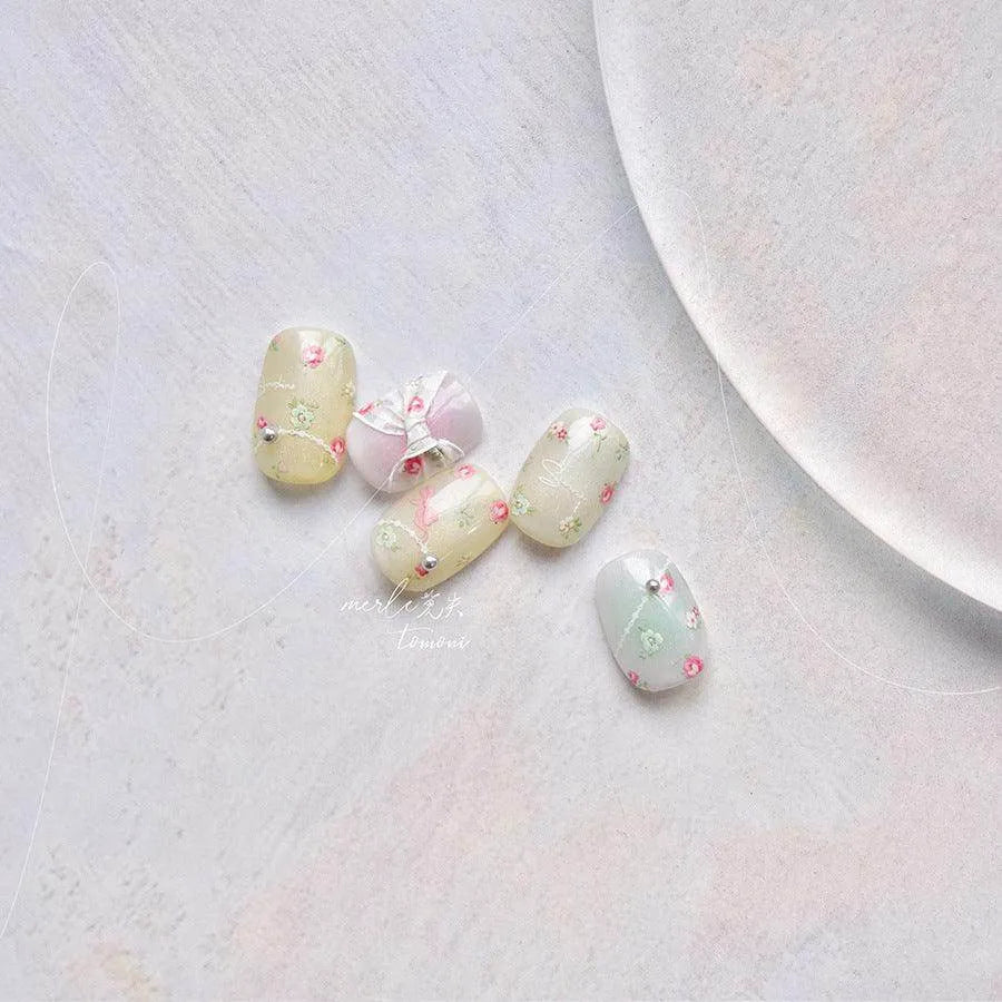 Mini Flowers Nail Art Stickers Adhesive Embossed Spring Flower Blooming Sticker Decals MS637
