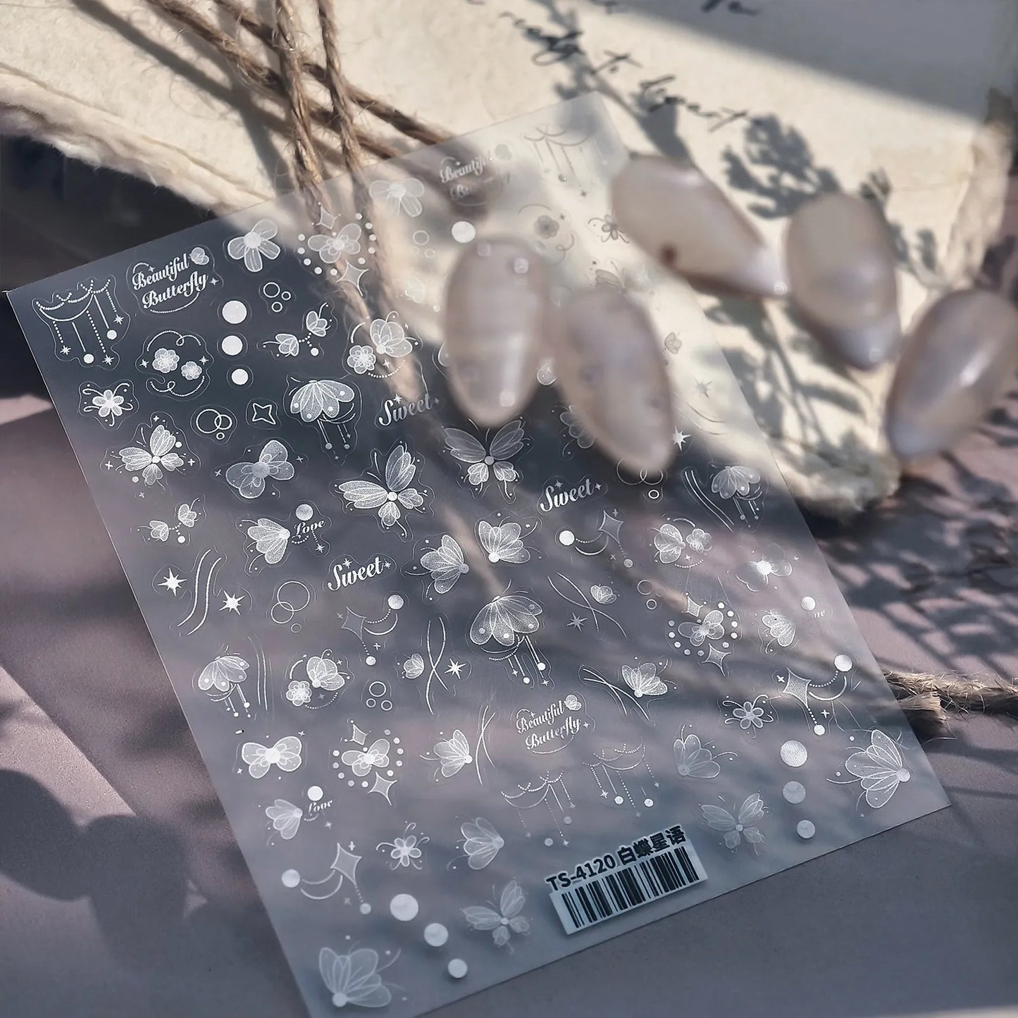 Minimalist Butterfly Nail Art Stickers - Clear Elegant Sweet Nail Art Decals TS4120