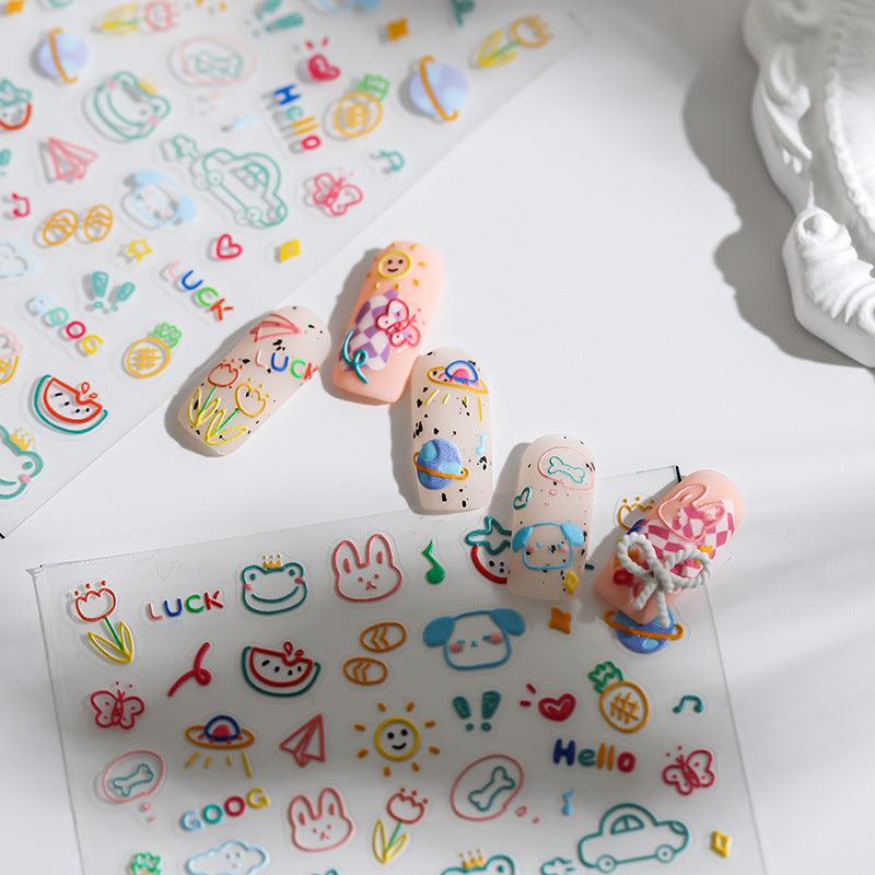 NailMAD Nail Art Stickers Adhesive Embossed Colorful Graffiti Sticker Decals TS1787 - Nail MAD