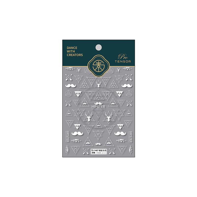 NailMAD Nail Art Stickers Adhesive Embossed Hipster Sticker Decals TS1467 - Nail MAD