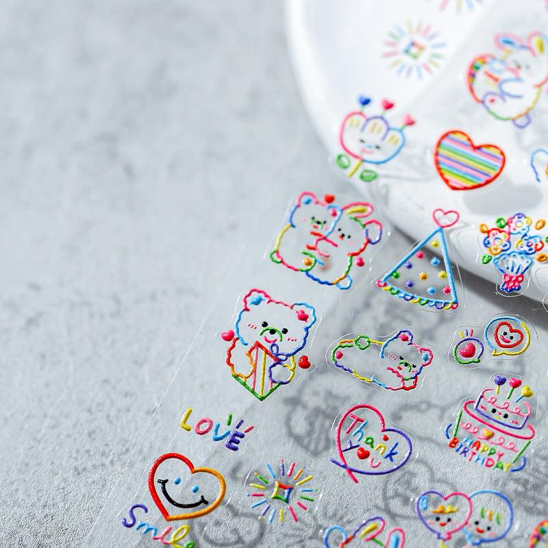 NailMAD Nail Art Stickers Adhesive Embossed Bear Rainbow Sticker Decals TS1233 - Nail MAD