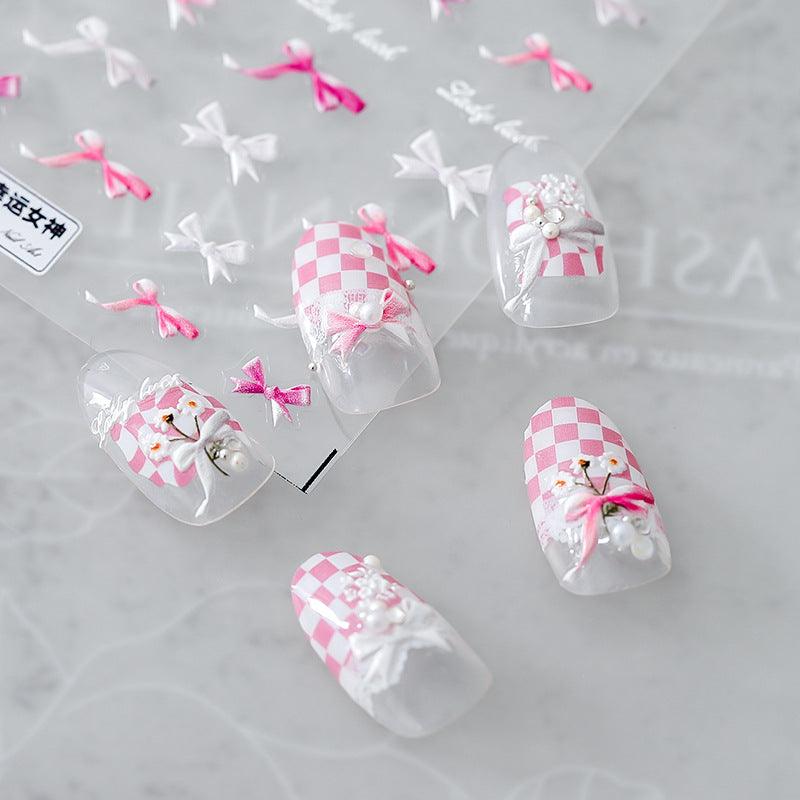 NailMAD Nail Art Stickers Adhesive Embossed Bowtie Ribbon Sticker Decals TS897 - Nail MAD
