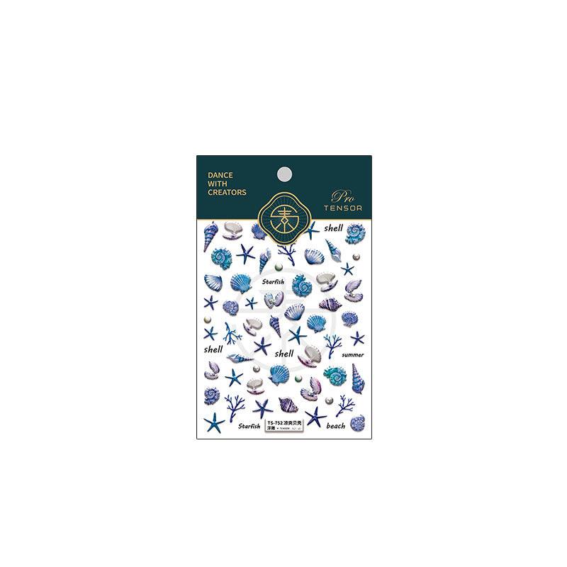 NailMAD Nail Art Stickers Adhesive Embossed Shell Starfish Sticker Decals TS752 - Nail MAD