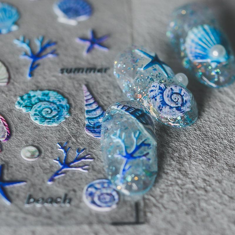NailMAD Nail Art Stickers Adhesive Embossed Shell Starfish Sticker Decals TS752 - Nail MAD