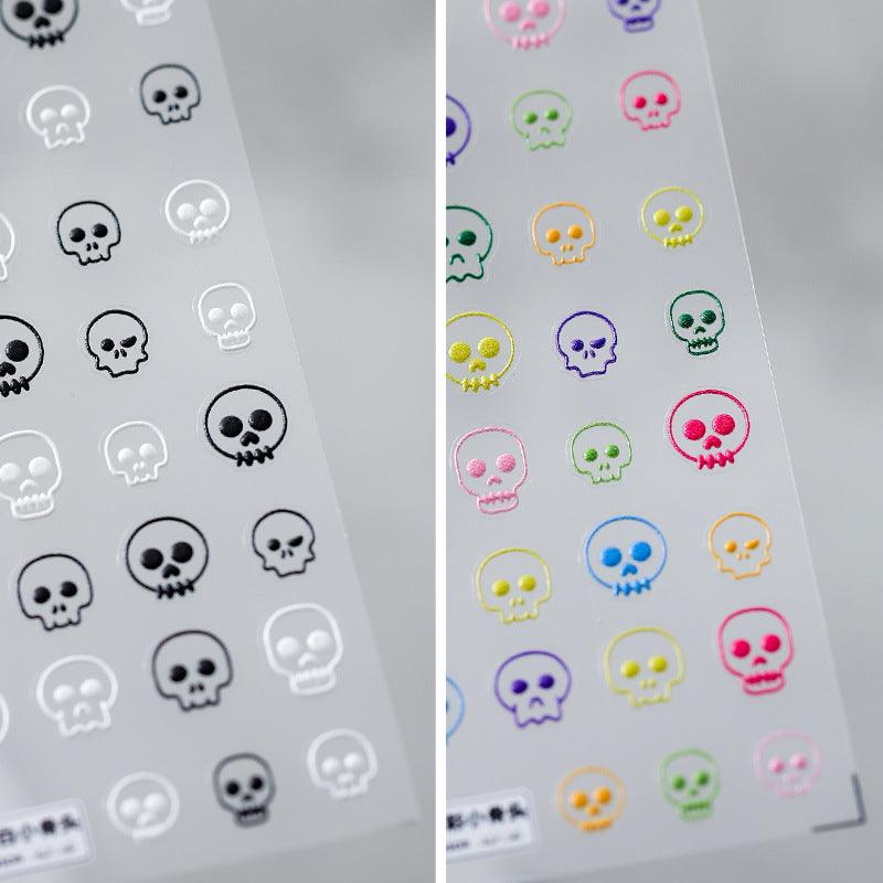 NailMAD Nail Art Stickers Adhesive Embossed Skeleton Skull Sticker Decals TS835 - Nail MAD
