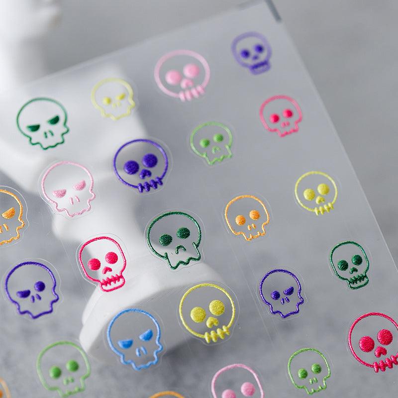 NailMAD Nail Art Stickers Adhesive Embossed Skeleton Skull Sticker Decals TS835 - Nail MAD