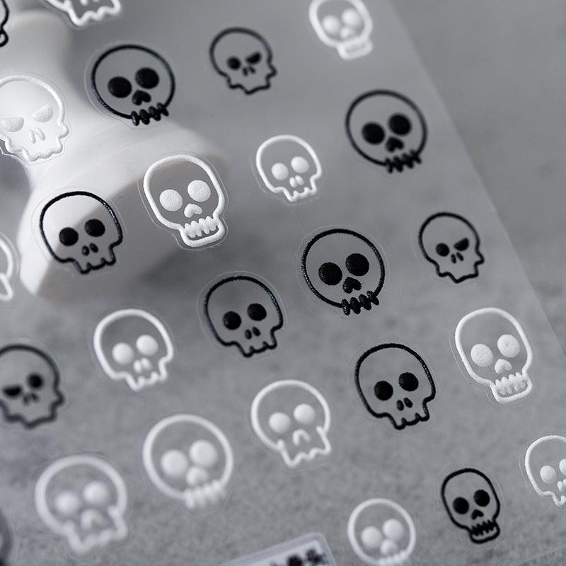 NailMAD Nail Art Stickers Adhesive Embossed Skeleton Skull Sticker Decals TS835 - Nail MAD