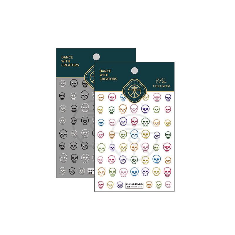 NailMAD Nail Art Stickers Adhesive Embossed Skeleton Skull Sticker Decals TS835 - Nail MAD