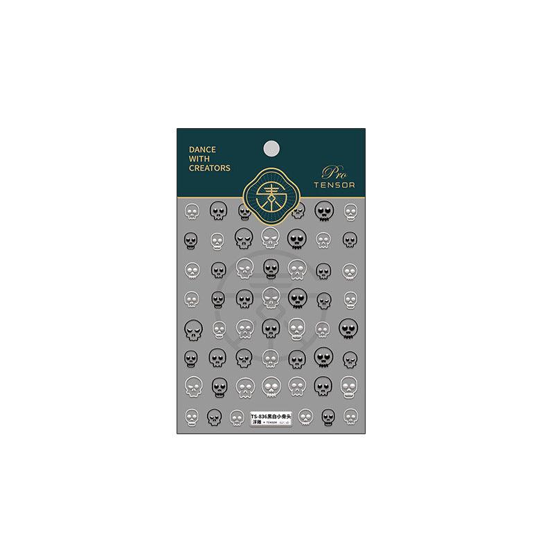 NailMAD Nail Art Stickers Adhesive Embossed Skeleton Skull Sticker Decals TS835 - Nail MAD